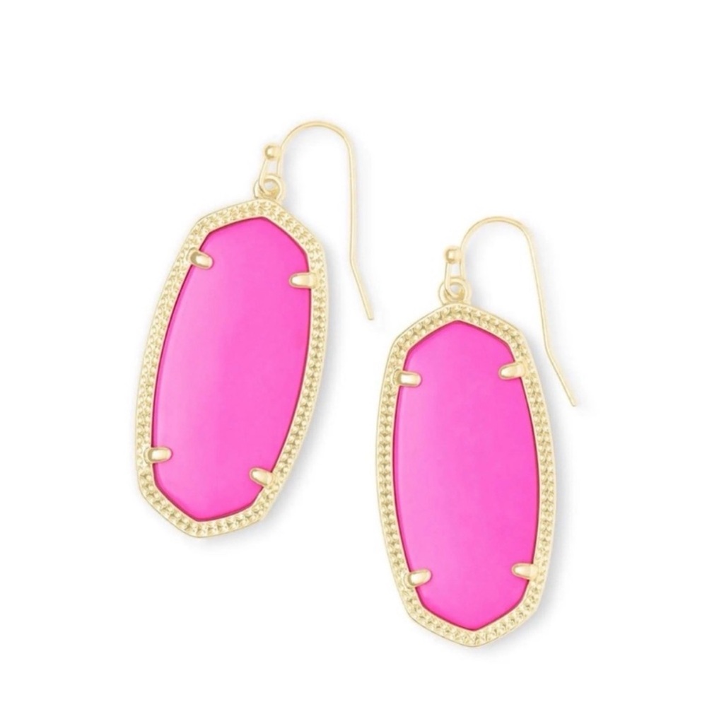 Kendra Scott drop gold and hot pink earrings